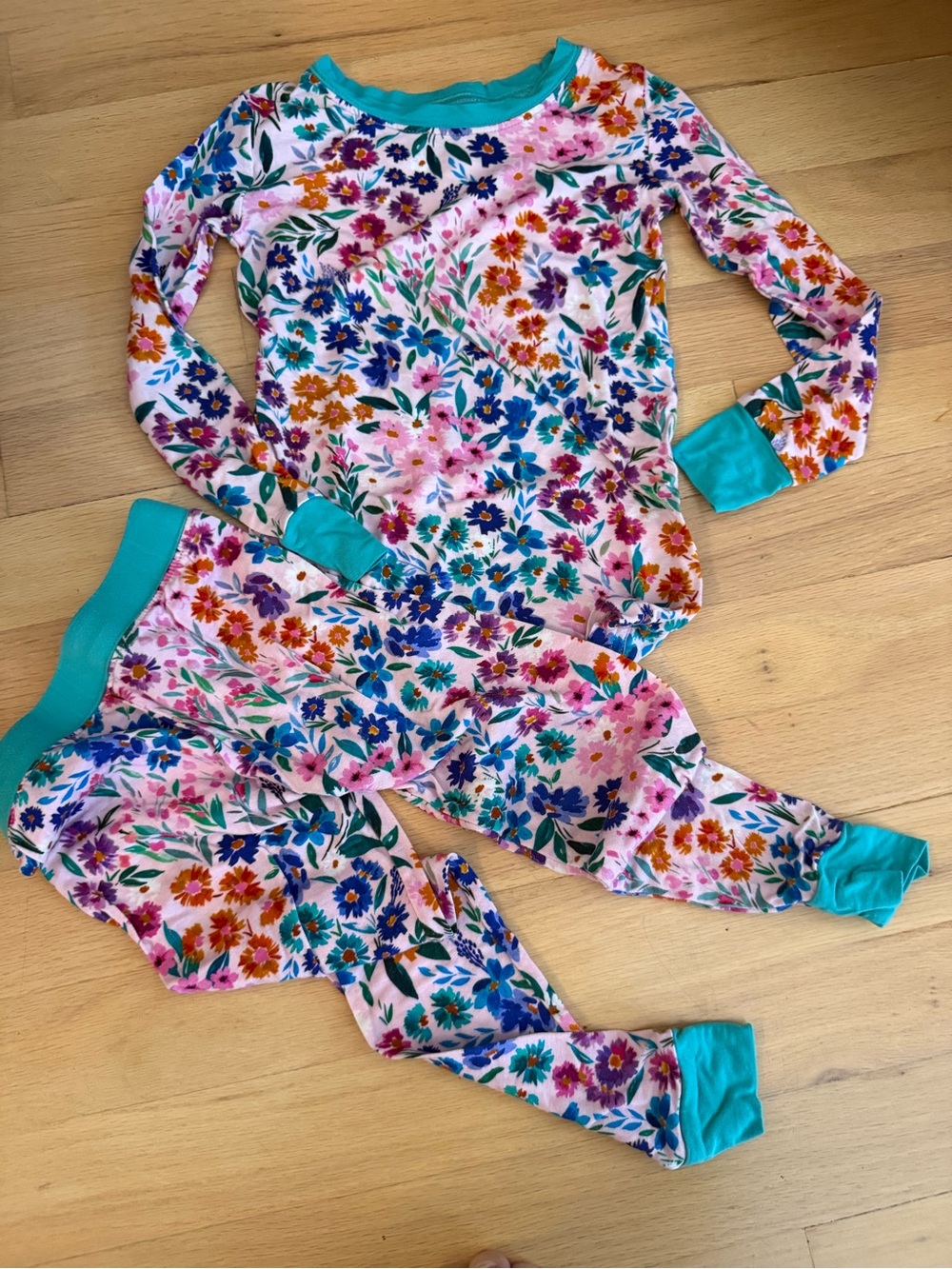 Little Sleepies Sweet Pea Pajama Set with Teal Trim